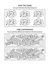 Activity sheet for kids with two puzzles